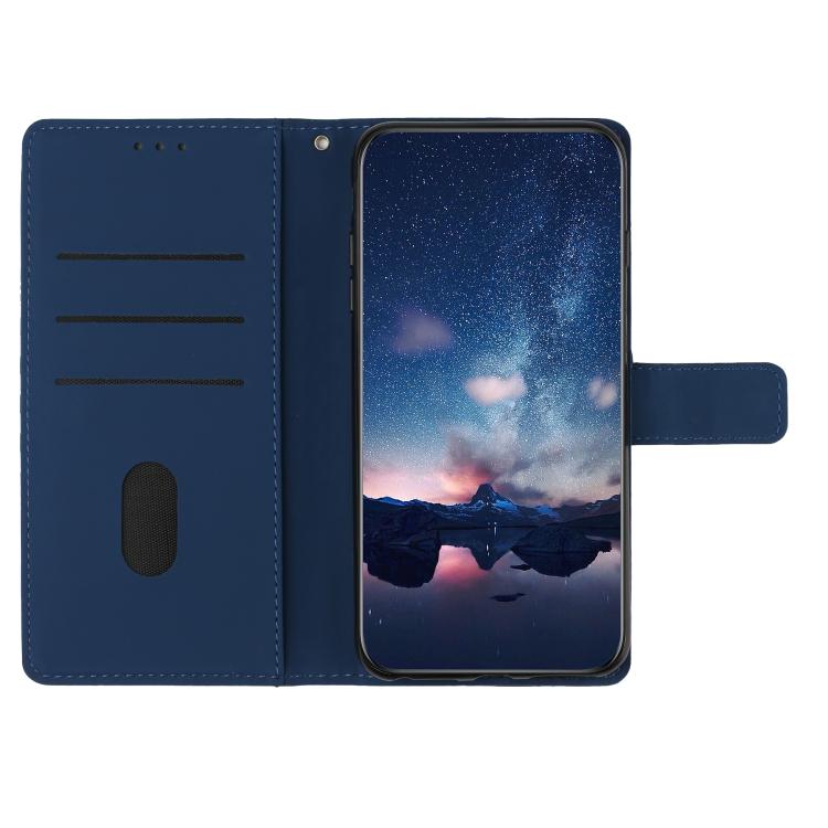 For iPhone 16e Diamond Embossed Skin Feel Leather Phone Case(Dark Blue) - iPhone 16e Cases by buy2fix | Online Shopping UK | buy2fix