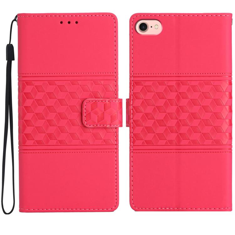 For iPhone 16e Diamond Embossed Skin Feel Leather Phone Case(Red) - iPhone 16e Cases by buy2fix | Online Shopping UK | buy2fix