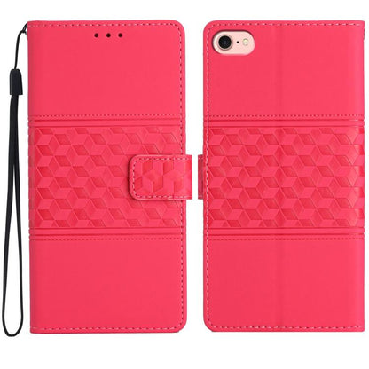 For iPhone 16e Diamond Embossed Skin Feel Leather Phone Case(Red) - iPhone 16e Cases by buy2fix | Online Shopping UK | buy2fix