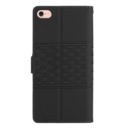 For iPhone 16e Diamond Embossed Skin Feel Leather Phone Case(Black) - iPhone 16e Cases by buy2fix | Online Shopping UK | buy2fix
