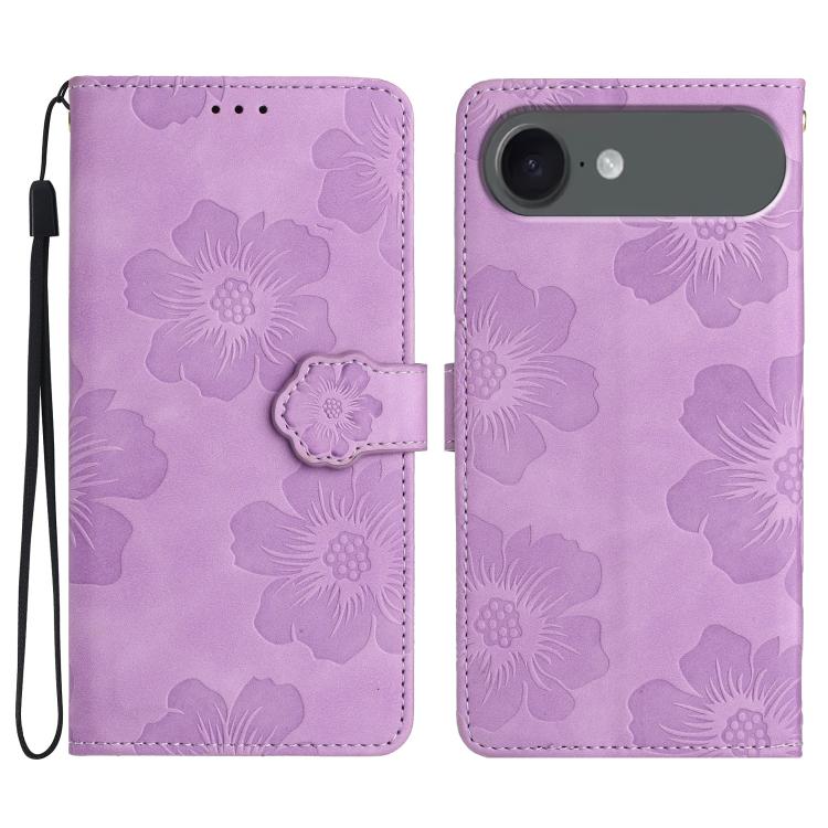 For iPhone Air Flower Embossing Pattern Leather Phone Case(Purple) - iPhone Air Cases by buy2fix | Online Shopping UK | buy2fix
