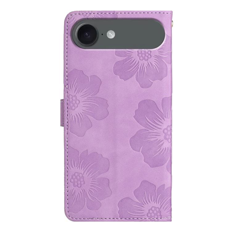 For iPhone Air Flower Embossing Pattern Leather Phone Case(Purple) - iPhone Air Cases by buy2fix | Online Shopping UK | buy2fix