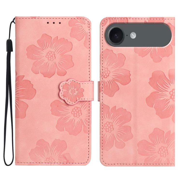 For iPhone Air Flower Embossing Pattern Leather Phone Case(Pink) - iPhone Air Cases by buy2fix | Online Shopping UK | buy2fix