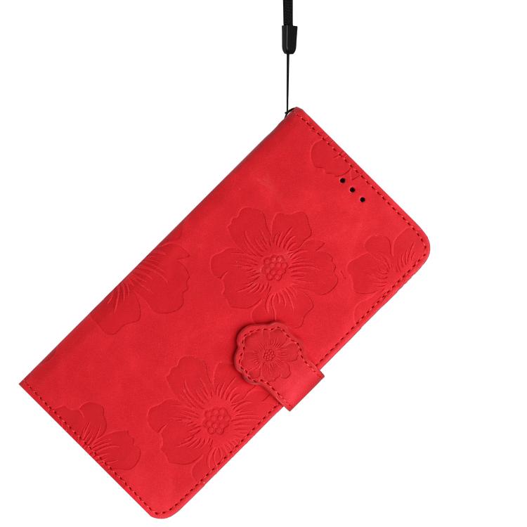 For iPhone Air Flower Embossing Pattern Leather Phone Case(Red) - iPhone Air Cases by buy2fix | Online Shopping UK | buy2fix