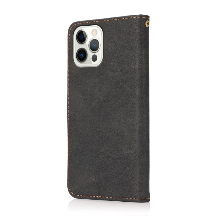 For iPhone 16 Pro Dual-color Stitching Leather Phone Case(Black Brown) by buy2fix
