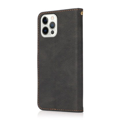 For iPhone 16 Pro Dual-color Stitching Leather Phone Case(Black Brown) by buy2fix