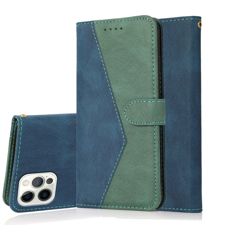For iPhone 16 Pro Max Dual-color Stitching Leather Phone Case(Blue Green) by buy2fix