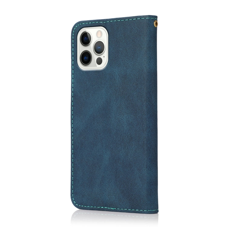 For iPhone 16 Pro Max Dual-color Stitching Leather Phone Case(Blue Green) by buy2fix