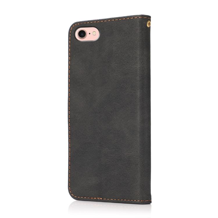 For iPhone 16e Dual-color Stitching Leather Phone Case(Black Brown) - iPhone 16e Cases by buy2fix | Online Shopping UK | buy2fix