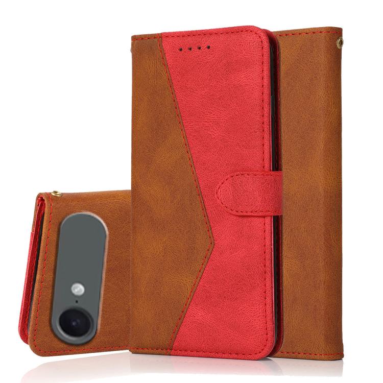 For iPhone Air Dual-color Stitching Leather Phone Case(Brown Red) - iPhone Air Cases by buy2fix | Online Shopping UK | buy2fix
