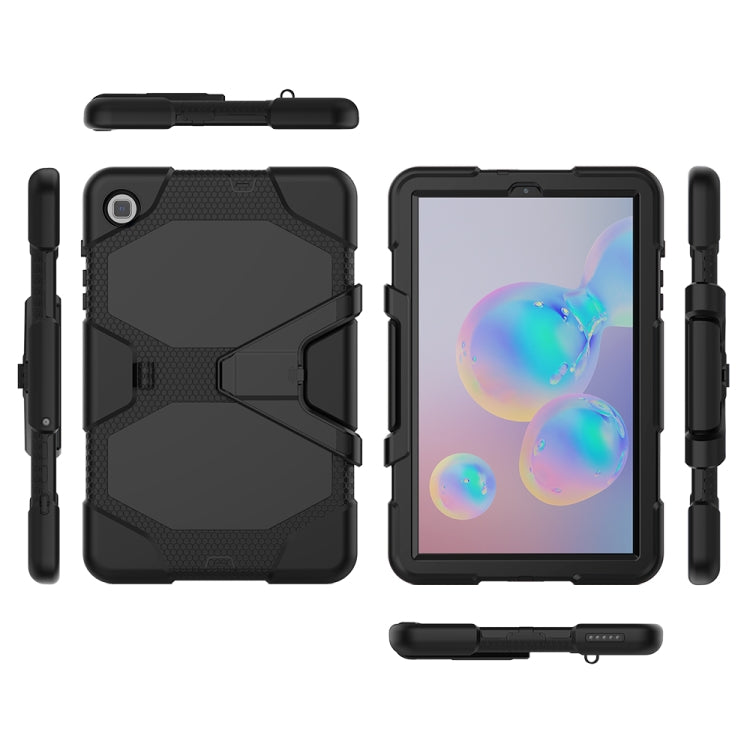 For Samsung Galaxy Tab S6 Lite P610 Shockproof Colorful Silicon + PC Protective Case with Holder & Pen Slot(Black) - Tab S6 Lite P610 / P615 by buy2fix | Online Shopping UK | buy2fix