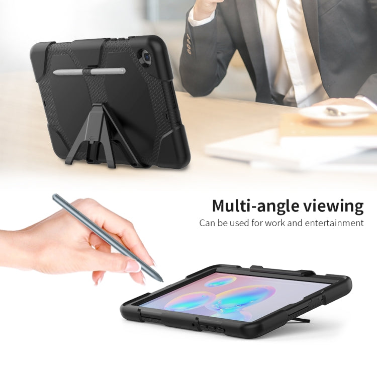 For Samsung Galaxy Tab S6 Lite P610 Shockproof Colorful Silicon + PC Protective Case with Holder & Pen Slot(Black) - Tab S6 Lite P610 / P615 by buy2fix | Online Shopping UK | buy2fix