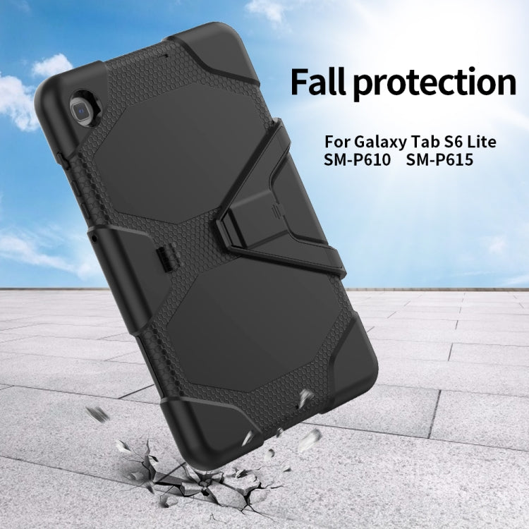 For Samsung Galaxy Tab S6 Lite P610 Shockproof Colorful Silicon + PC Protective Case with Holder & Pen Slot(Black) - Tab S6 Lite P610 / P615 by buy2fix | Online Shopping UK | buy2fix