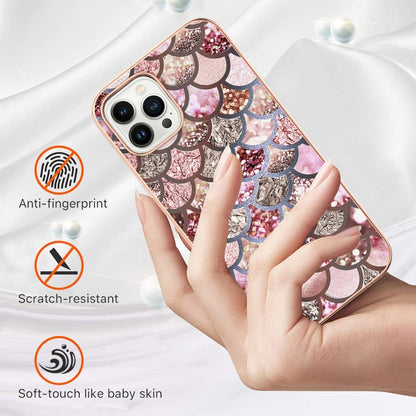 For iPhone 16 Pro Max Electroplating Pattern IMD TPU Shockproof Case(Pink Scales) by buy2fix