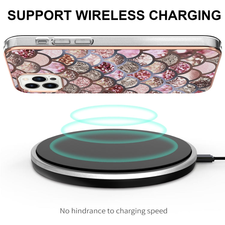 For iPhone 16 Pro Max Electroplating Pattern IMD TPU Shockproof Case(Pink Scales) by buy2fix