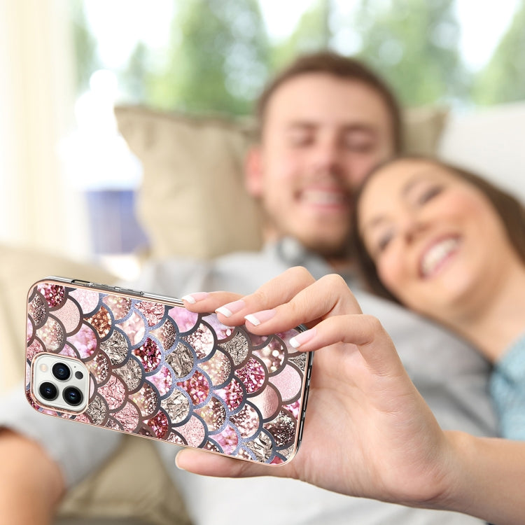 For iPhone 16 Pro Max Electroplating Pattern IMD TPU Shockproof Case(Pink Scales) by buy2fix