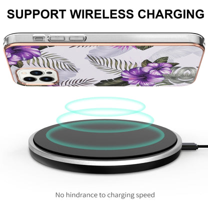 For iPhone 16 Pro Electroplating Pattern IMD TPU Shockproof Case(Purple Flower) by buy2fix