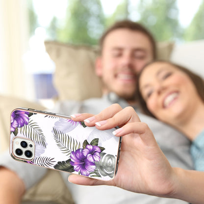 For iPhone 16 Pro Electroplating Pattern IMD TPU Shockproof Case(Purple Flower) by buy2fix