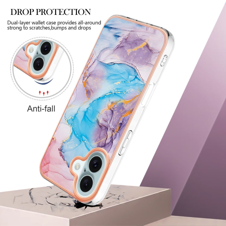 For iPhone 16 Electroplating Pattern IMD TPU Shockproof Case(Milky Way Blue Marble) by buy2fix