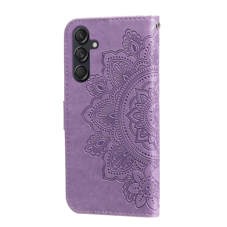 For Samsung Galaxy M55 5G 7-petal Flowers Embossing Leather Phone Case(Light Purple) by buy2fix