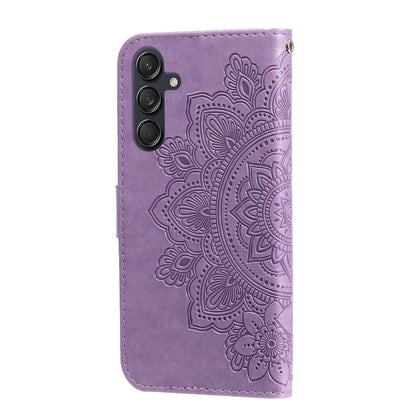 For Samsung Galaxy M55 5G 7-petal Flowers Embossing Leather Phone Case(Light Purple) by buy2fix