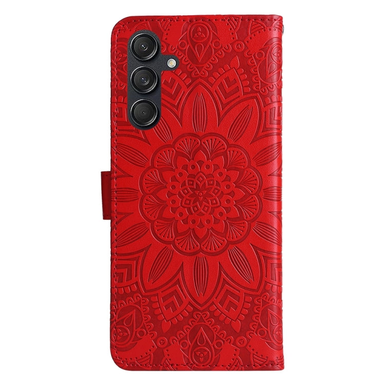 For Samsung Galaxy M55 5G Embossed Sunflower Leather Phone Case(Red) by buy2fix