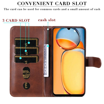 For Xiaomi Redmi 13C 4G Fashion Calf Texture Zipper Leather Phone Case(Brown) by buy2fix