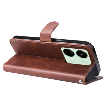 For Xiaomi Redmi 13C 4G Fashion Calf Texture Zipper Leather Phone Case(Brown) by buy2fix