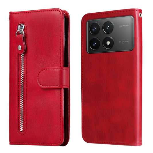 For Xiaomi Redmi K70 / K70 Pro Fashion Calf Texture Zipper Leather Phone Case(Red) - Xiaomi Cases by buy2fix | Online Shopping UK | buy2fix