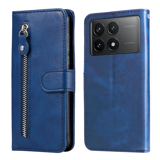 For Xiaomi Redmi K70 / K70 Pro Fashion Calf Texture Zipper Leather Phone Case(Blue) - Xiaomi Cases by buy2fix | Online Shopping UK | buy2fix