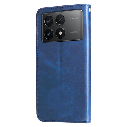 For Xiaomi Redmi K70 / K70 Pro Fashion Calf Texture Zipper Leather Phone Case(Blue) - Xiaomi Cases by buy2fix | Online Shopping UK | buy2fix
