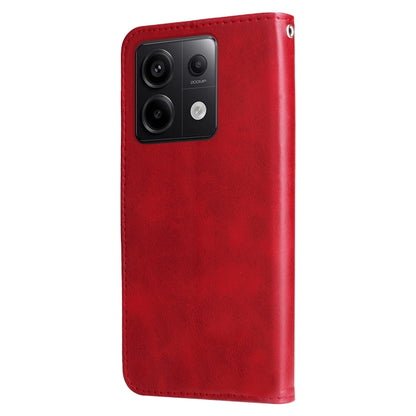 For Xiaomi Redmi Note13 Pro 5G Global Fashion Calf Texture Zipper Leather Phone Case(Red) - Xiaomi Cases by buy2fix | Online Shopping UK | buy2fix