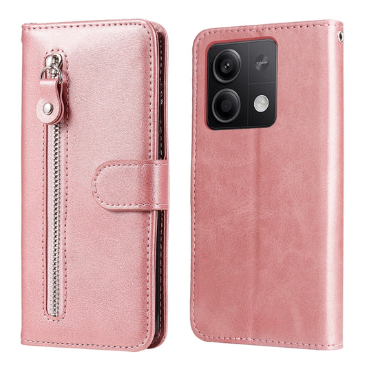 For Xiaomi Redmi Note13 5G Global Fashion Calf Texture Zipper Leather Phone Case(Rose Gold) - Xiaomi Cases by buy2fix | Online Shopping UK | buy2fix
