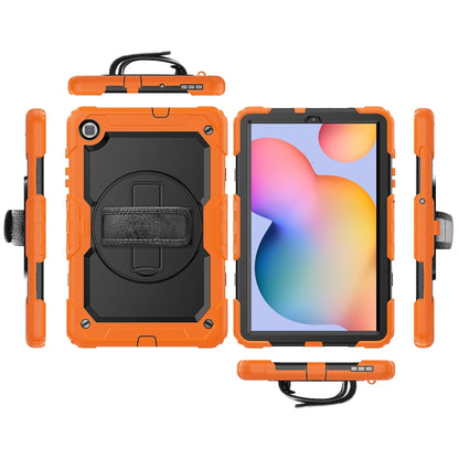 For Samsung Galaxy Tab S6 Lite P610 Shockproof Colorful Silicone + PC Protective Case with Holder & Shoulder Strap & Hand Strap & Pen Slot(Orange) - Tab S6 Lite P610 / P615 by buy2fix | Online Shopping UK | buy2fix