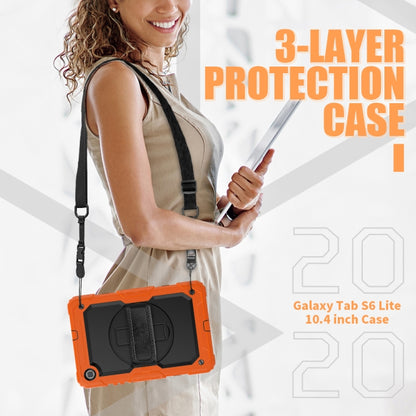 For Samsung Galaxy Tab S6 Lite P610 Shockproof Colorful Silicone + PC Protective Case with Holder & Shoulder Strap & Hand Strap & Pen Slot(Orange) - Tab S6 Lite P610 / P615 by buy2fix | Online Shopping UK | buy2fix