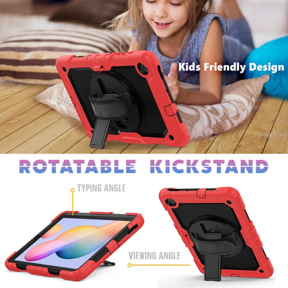 For Samsung Galaxy Tab S6 Lite P610 Shockproof Colorful Silicone + PC Protective Case with Holder & Shoulder Strap & Hand Strap & Pen Slot(Red) - Tab S6 Lite P610 / P615 by buy2fix | Online Shopping UK | buy2fix