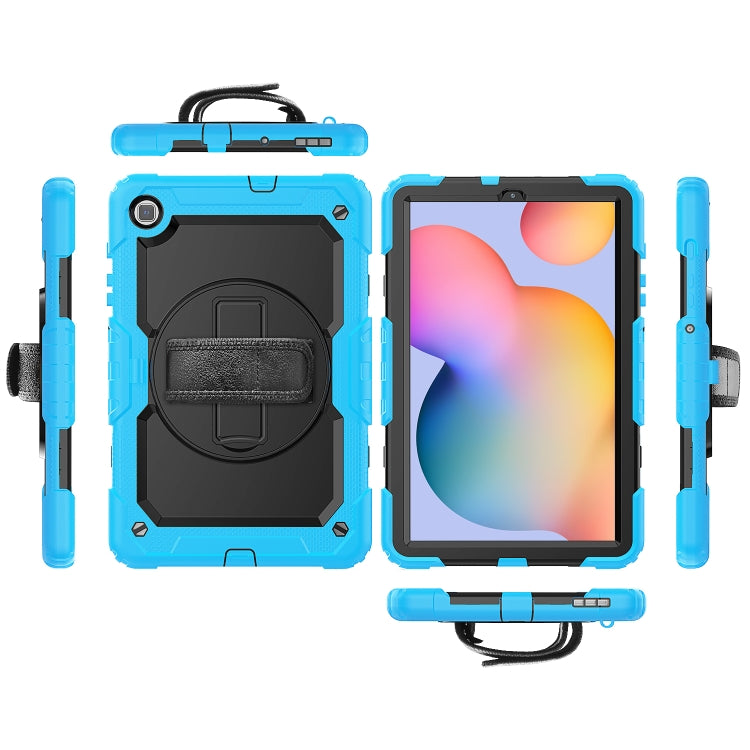For Samsung Galaxy Tab S6 Lite P610 Shockproof Colorful Silicone + PC Protective Case with Holder & Shoulder Strap & Hand Strap & Pen Slot(Light Blue) - Tab S6 Lite P610 / P615 by buy2fix | Online Shopping UK | buy2fix