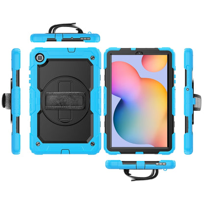 For Samsung Galaxy Tab S6 Lite P610 Shockproof Colorful Silicone + PC Protective Case with Holder & Shoulder Strap & Hand Strap & Pen Slot(Light Blue) - Tab S6 Lite P610 / P615 by buy2fix | Online Shopping UK | buy2fix