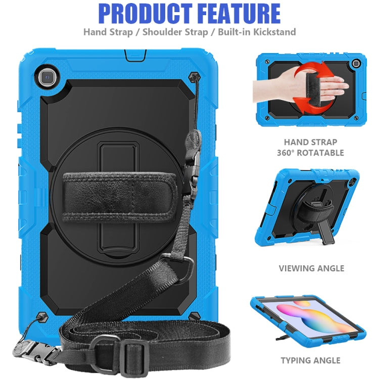 For Samsung Galaxy Tab S6 Lite P610 Shockproof Colorful Silicone + PC Protective Case with Holder & Shoulder Strap & Hand Strap & Pen Slot(Light Blue) - Tab S6 Lite P610 / P615 by buy2fix | Online Shopping UK | buy2fix