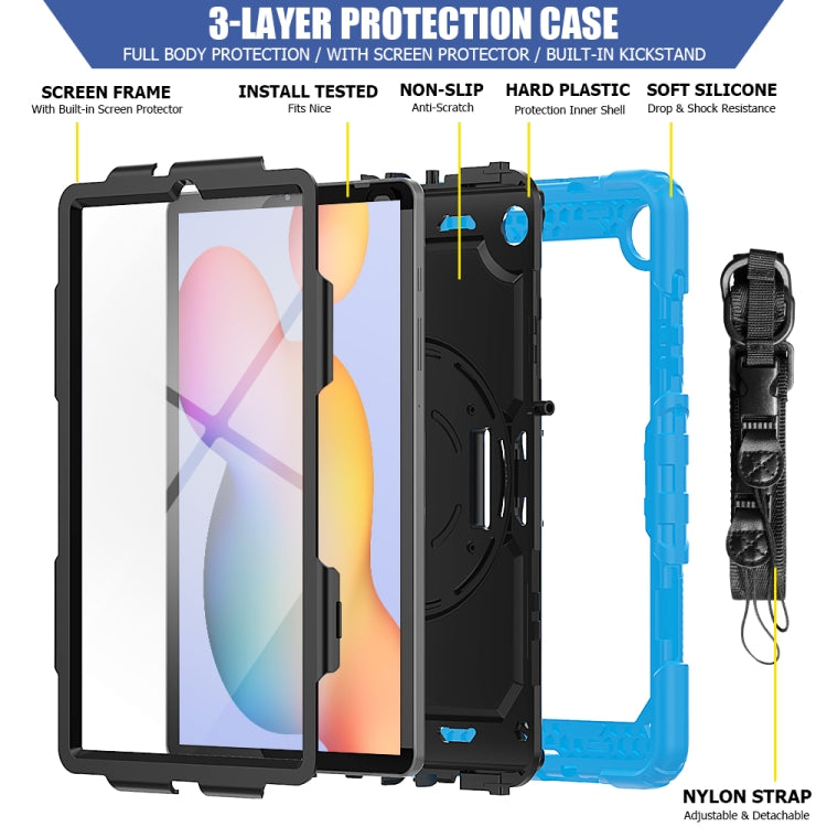 For Samsung Galaxy Tab S6 Lite P610 Shockproof Colorful Silicone + PC Protective Case with Holder & Shoulder Strap & Hand Strap & Pen Slot(Light Blue) - Tab S6 Lite P610 / P615 by buy2fix | Online Shopping UK | buy2fix