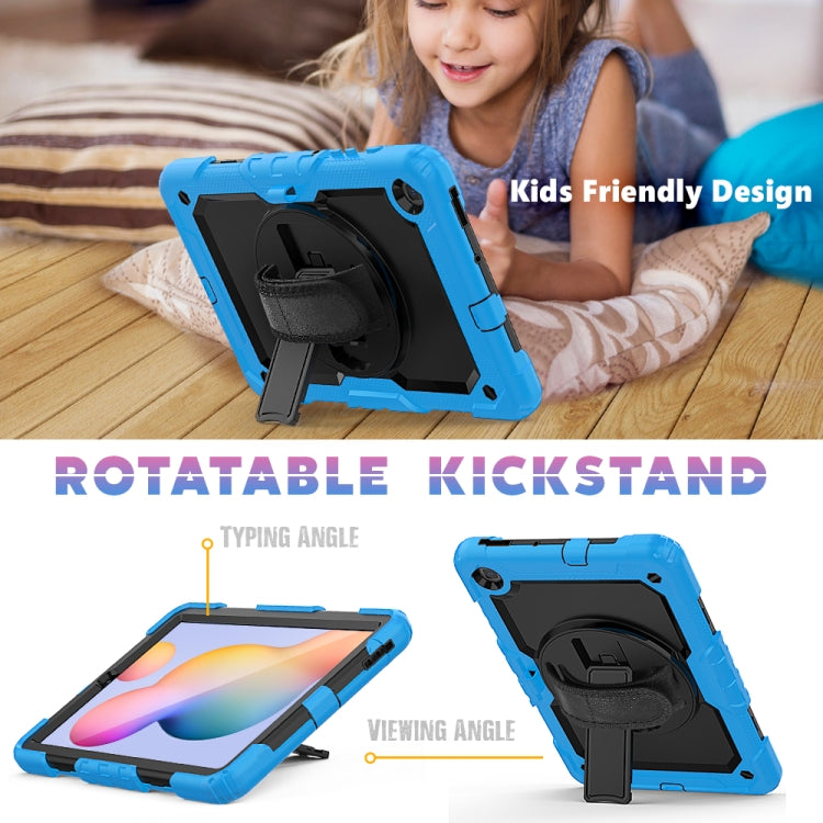For Samsung Galaxy Tab S6 Lite P610 Shockproof Colorful Silicone + PC Protective Case with Holder & Shoulder Strap & Hand Strap & Pen Slot(Light Blue) - Tab S6 Lite P610 / P615 by buy2fix | Online Shopping UK | buy2fix