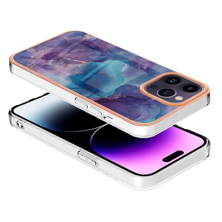 For iPhone 16 Pro Max Electroplating Marble Dual-side IMD Phone Case(Purple 016) by buy2fix