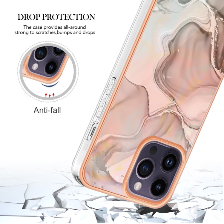 For iPhone 16 Pro Max Electroplating Marble Dual-side IMD Phone Case(Rose Gold 015) by buy2fix