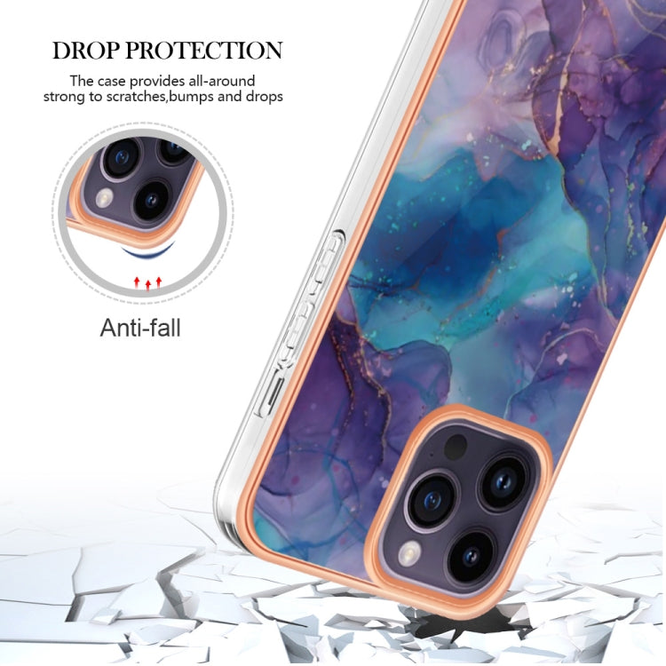 For iPhone 16 Pro Electroplating Marble Dual-side IMD Phone Case(Purple 016) by buy2fix