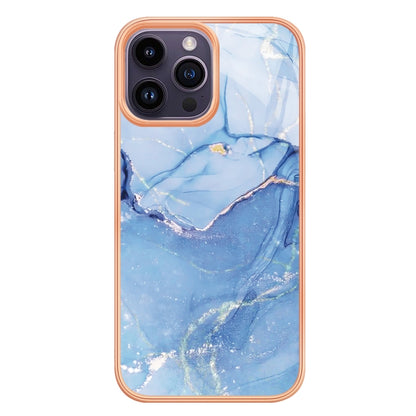 For iPhone 16 Pro Electroplating Marble Dual-side IMD Phone Case(Blue 018) by buy2fix