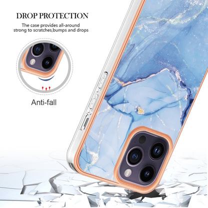 For iPhone 16 Pro Electroplating Marble Dual-side IMD Phone Case(Blue 018) by buy2fix