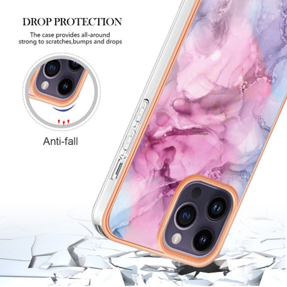 For iPhone 16 Pro Electroplating Marble Dual-side IMD Phone Case(Pink 013) by buy2fix