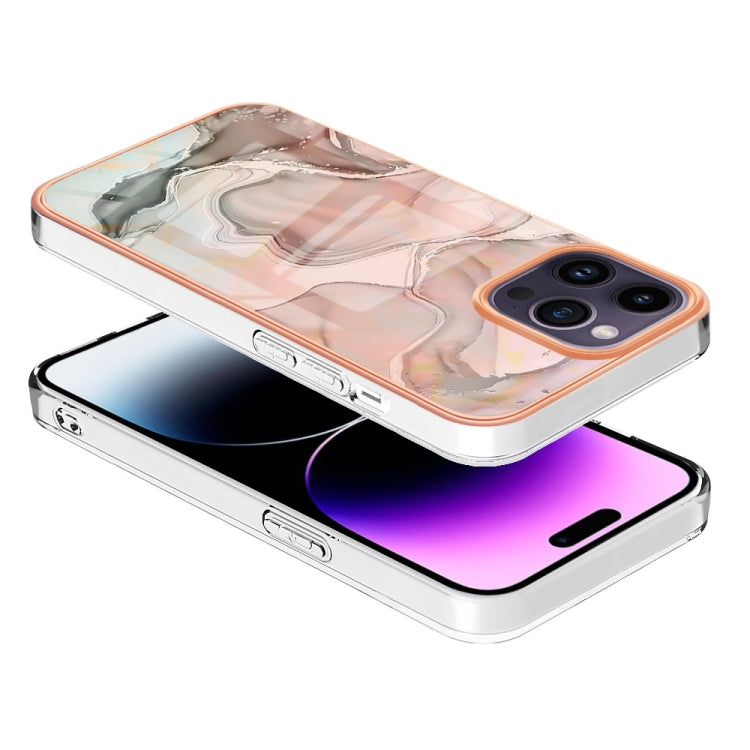 For iPhone 16 Pro Electroplating Marble Dual-side IMD Phone Case(Rose Gold 015) by buy2fix