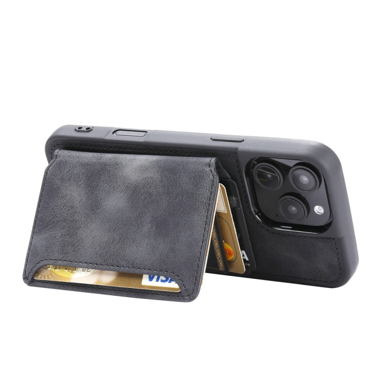 For iPhone 16 Pro Max Skin Feel Dream RFID Anti-theft PU Card Bag Phone Case(Black) by buy2fix