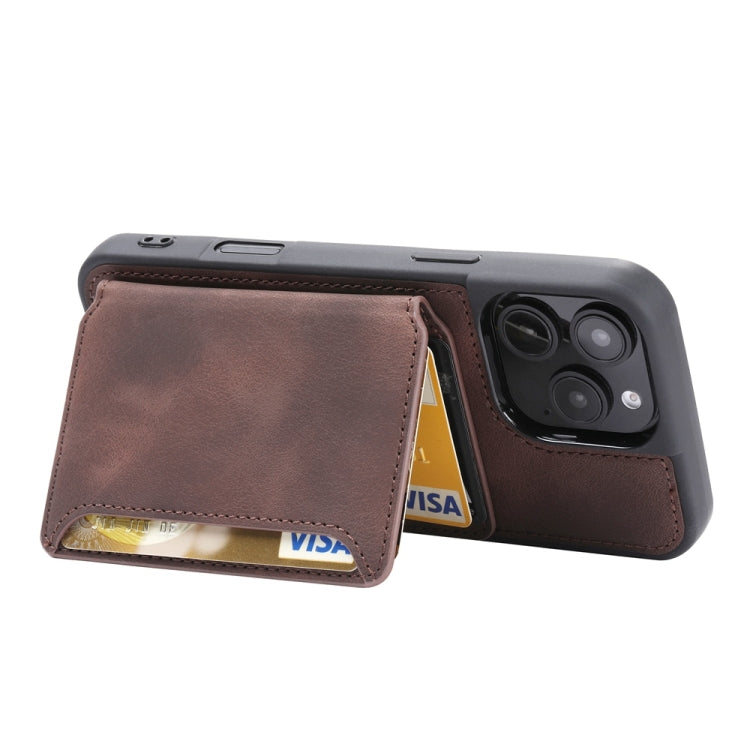 For iPhone 16 Pro Max Skin Feel Dream RFID Anti-theft PU Card Bag Phone Case(Coffee) by buy2fix